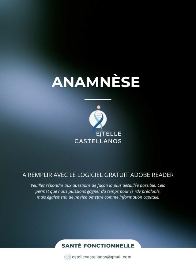 Anamnèse The Inner Blueprint, document à remplir avant la consultation initiale